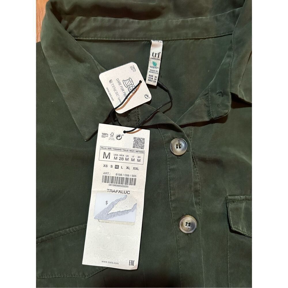 NWT Zara Army Green Women's Lyocell Shirt Dress Sz‎ M - Picture 6 of 12